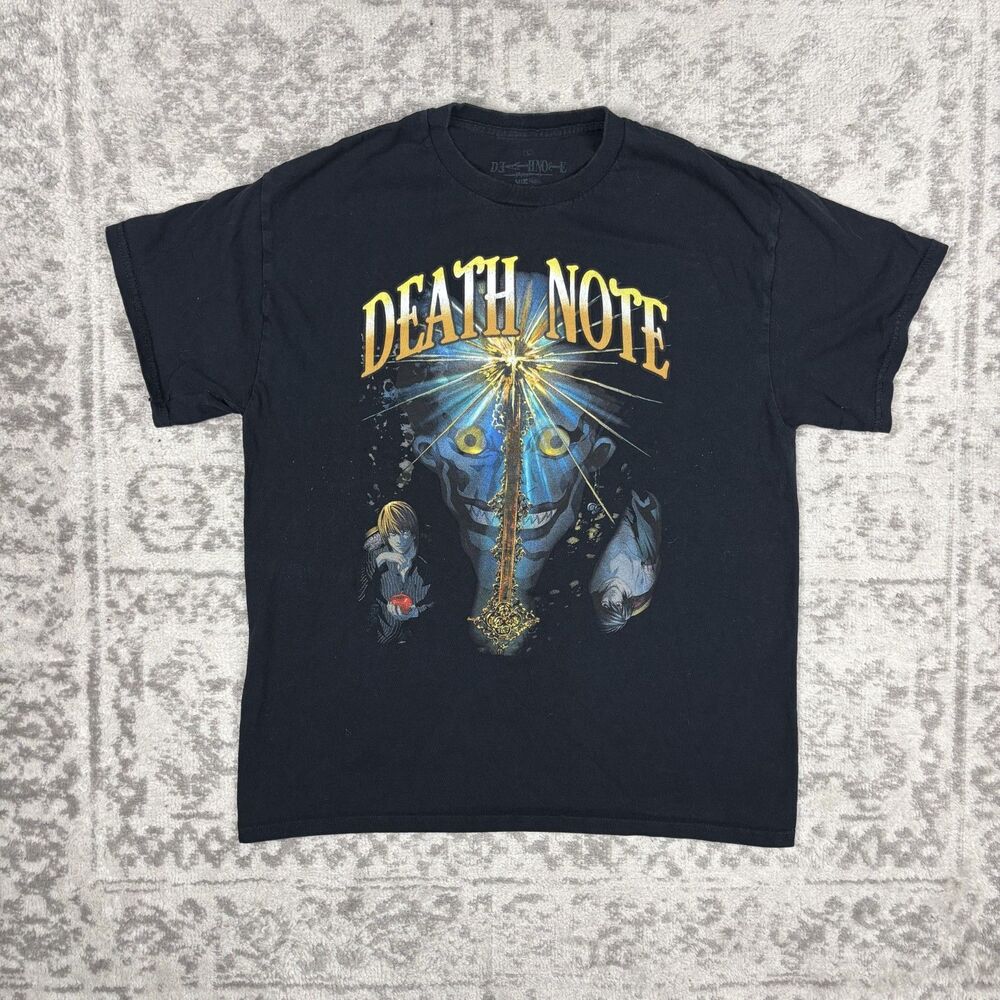Death Note Graphic T-Shirt Anime L , Light Yagami Ryuk Black Size Large